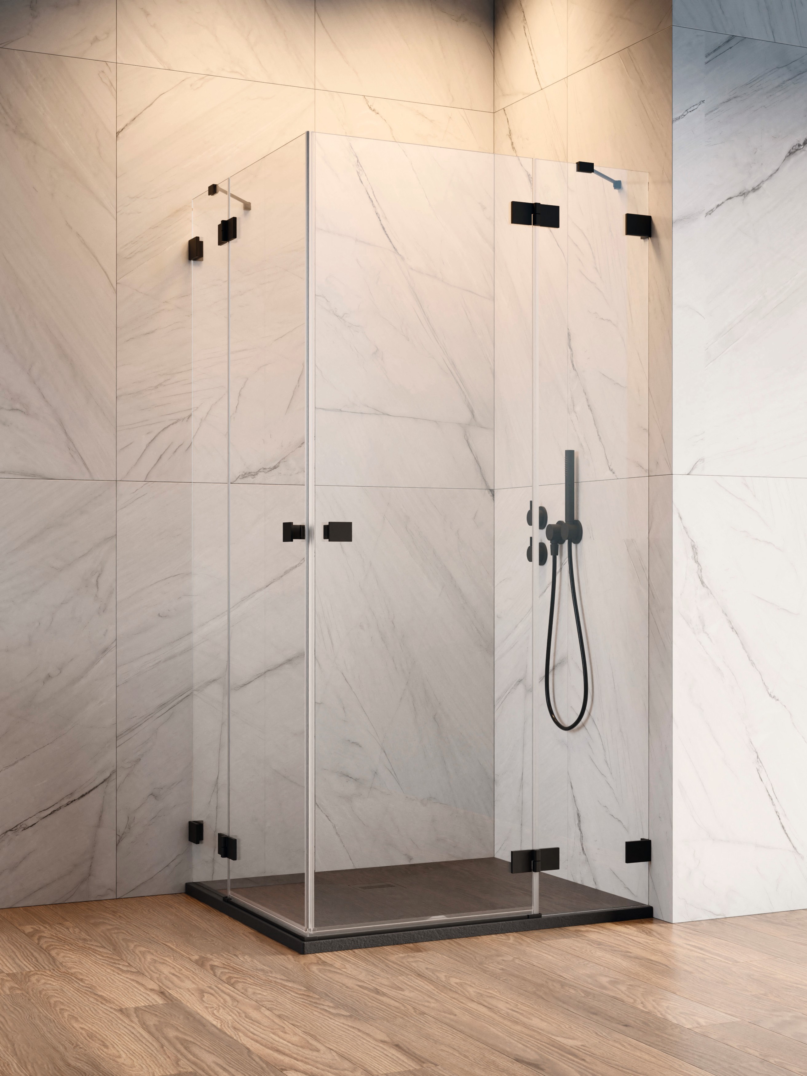 Essenza Pro Black KDD szögletes fekete zuhanykabin
