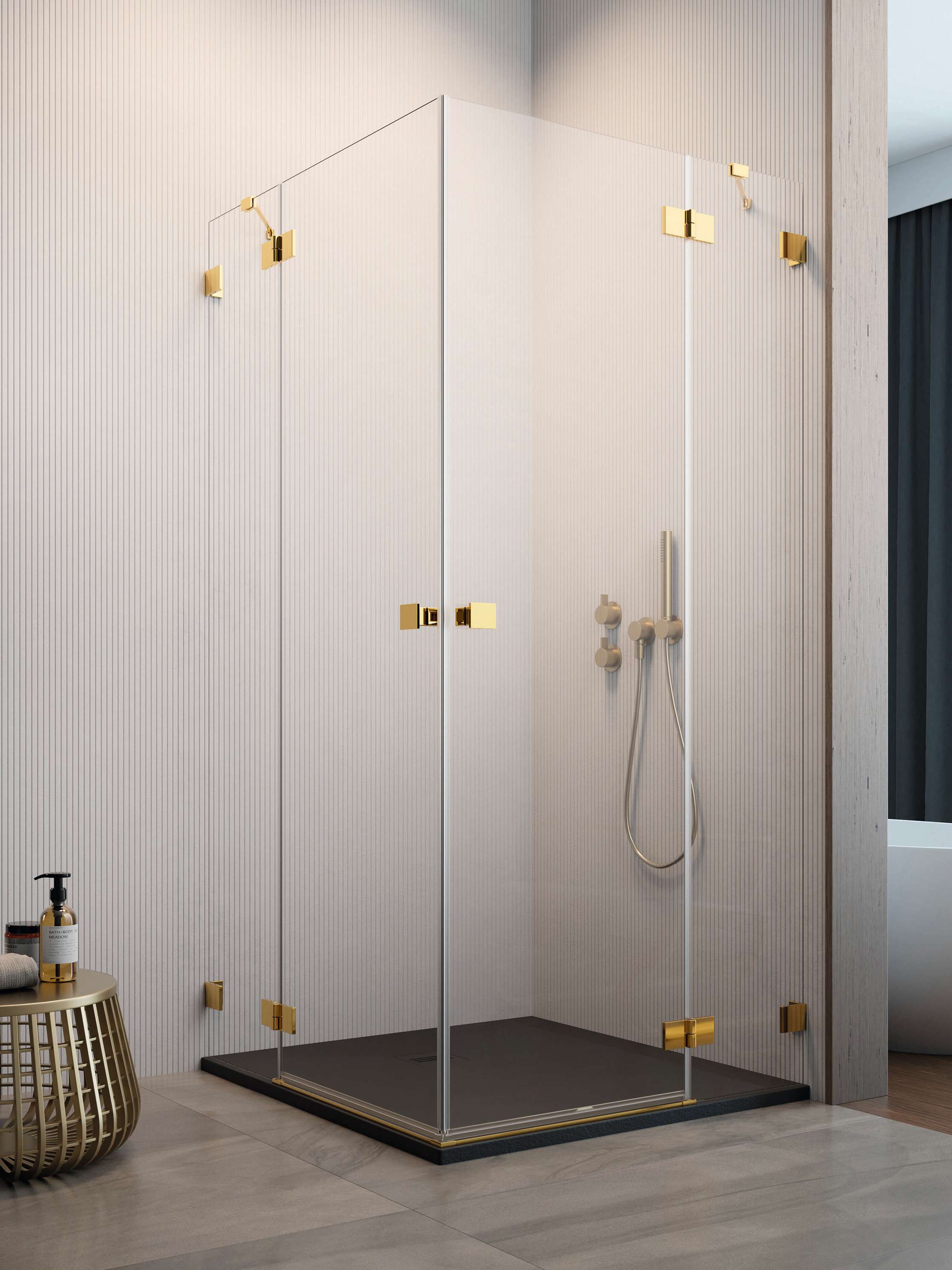 Essenza Pro Gold KDD szögletes arany zuhanykabin