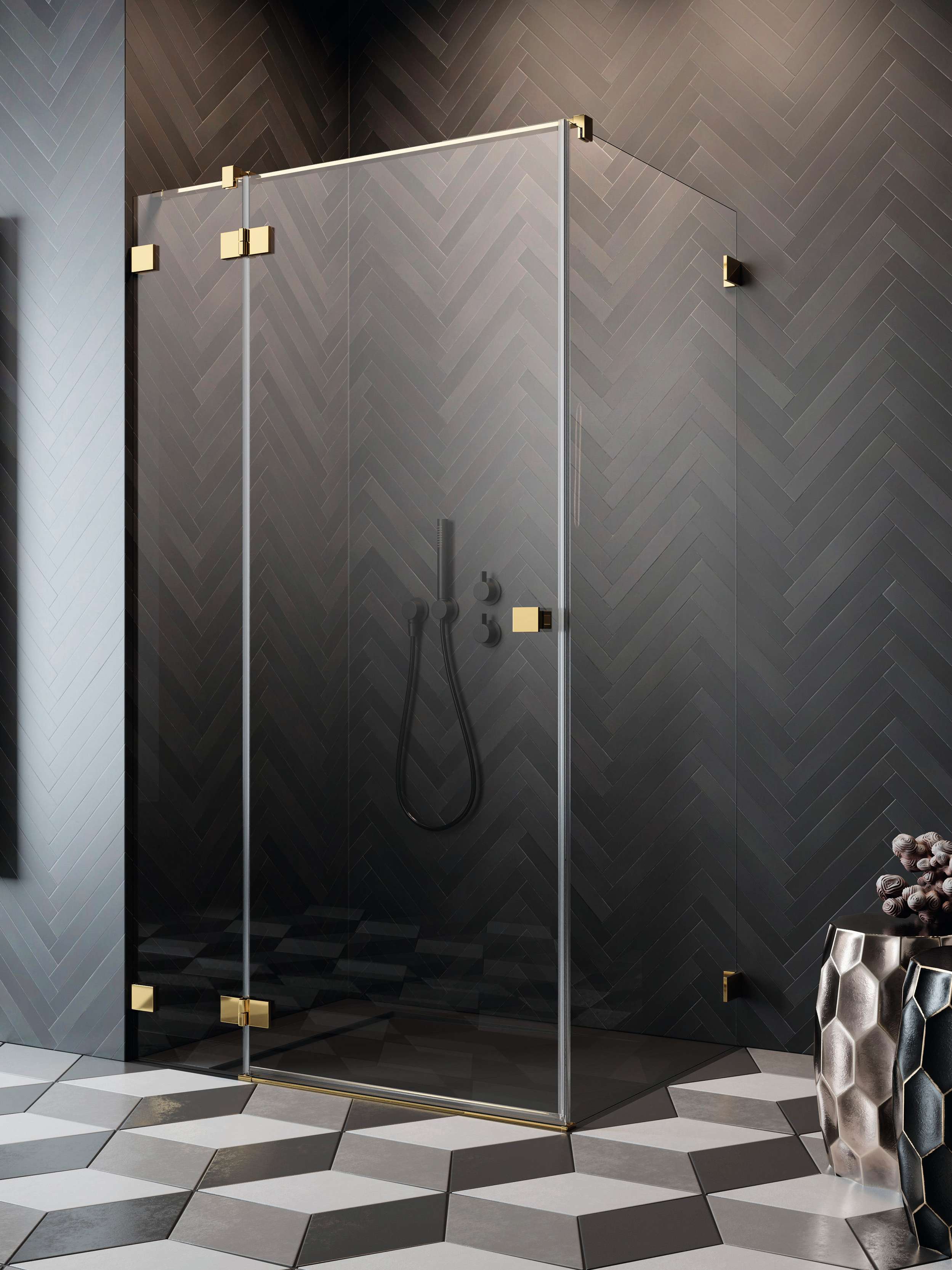 Essenza Pro Gold KDJ szögletes arany zuhanykabin