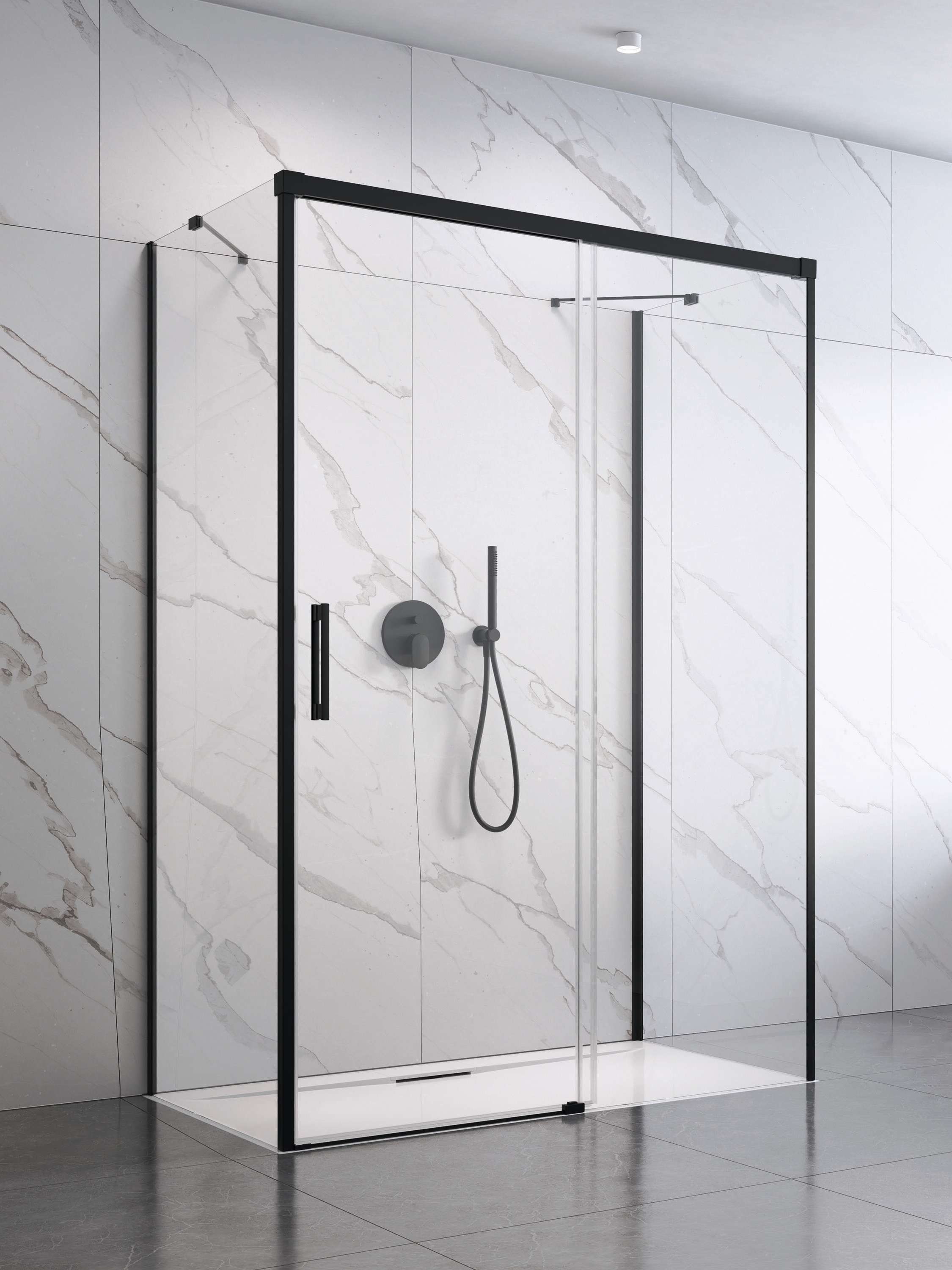 Idea Black KDJ+S szögletes fekete zuhanykabin