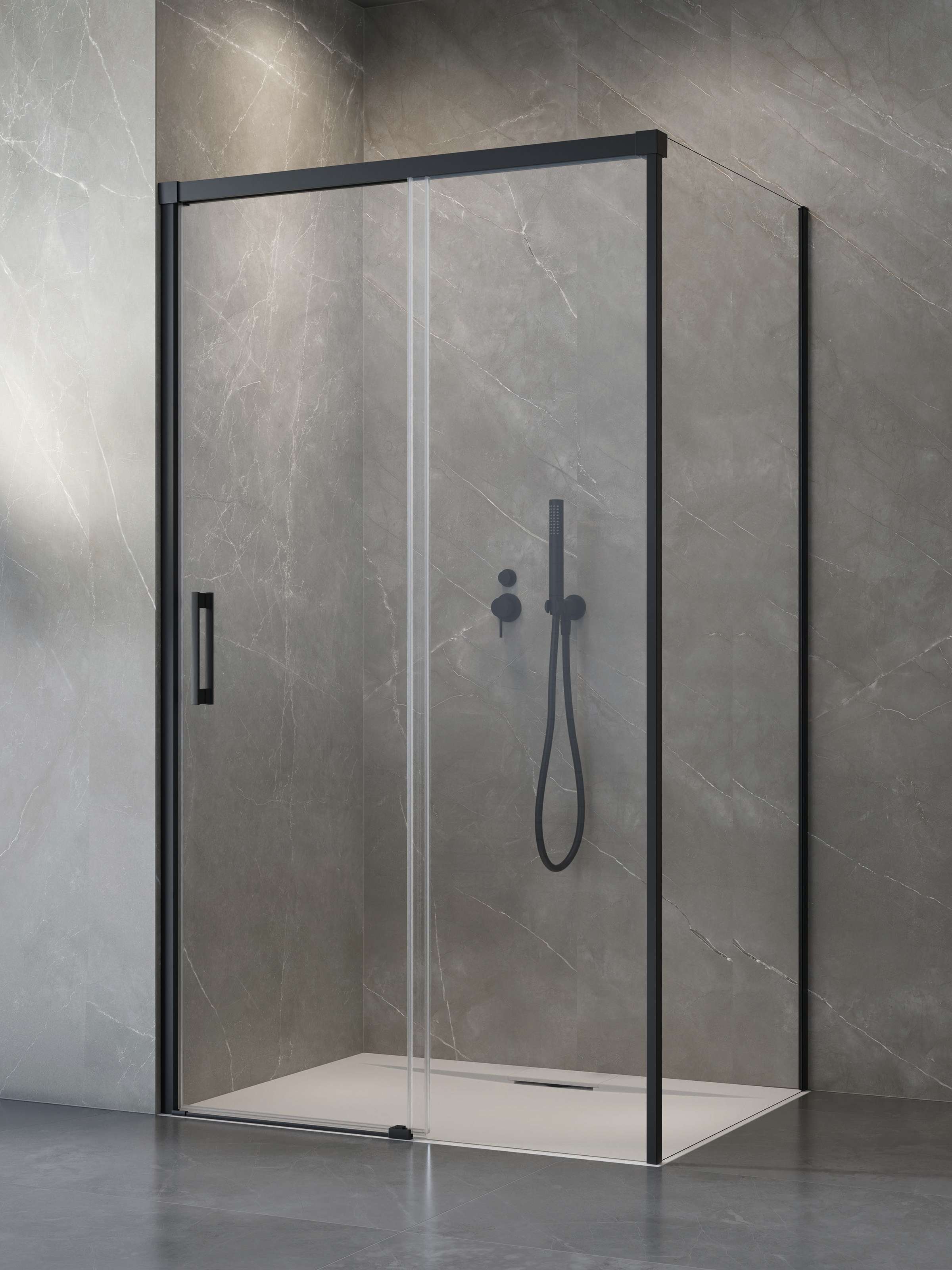 Idea Black KDS szögletes fekete zuhanykabin