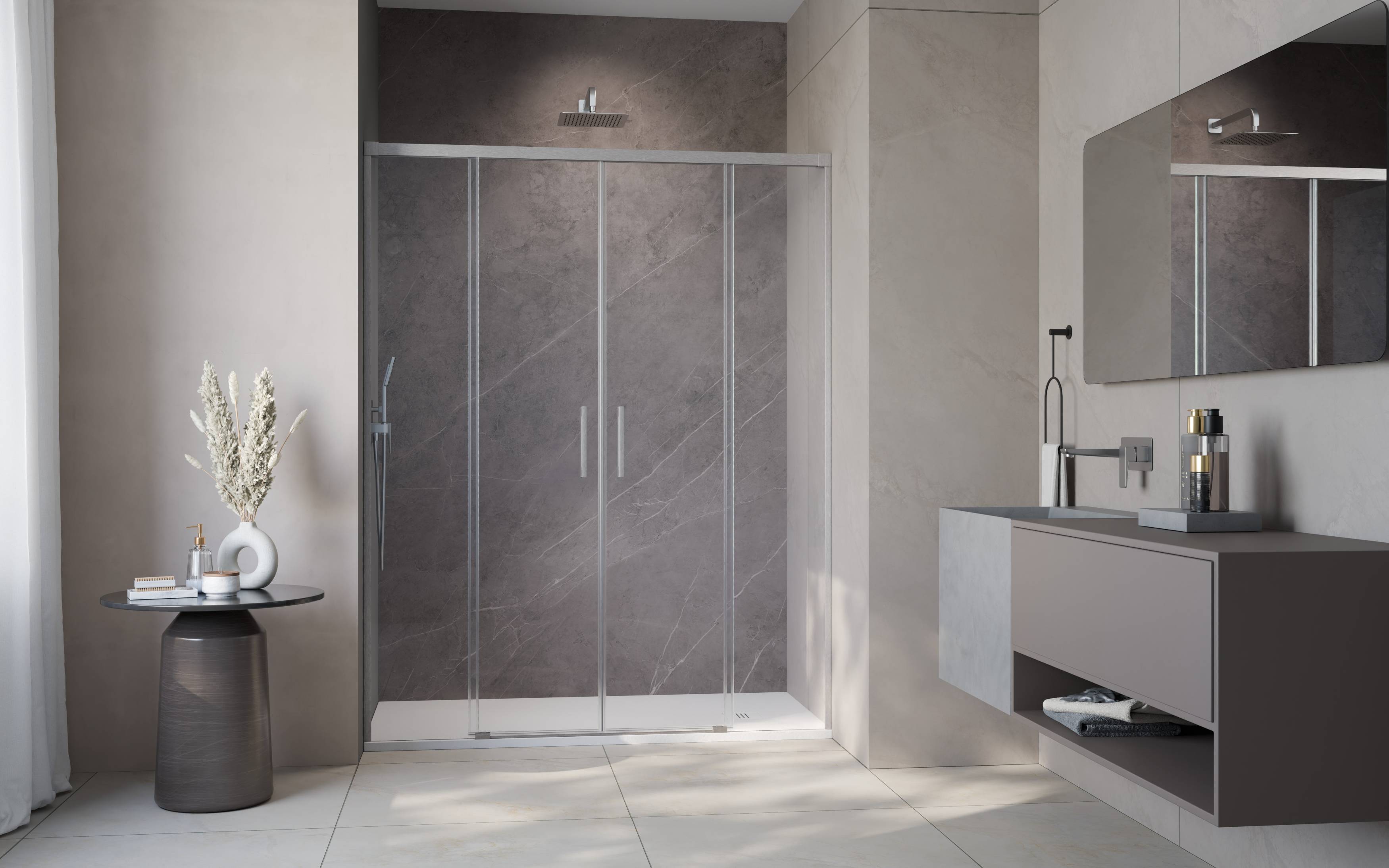 Idea Brushed Nickel DWD szálcsiszolt króm zuhanyajtó enteriőr