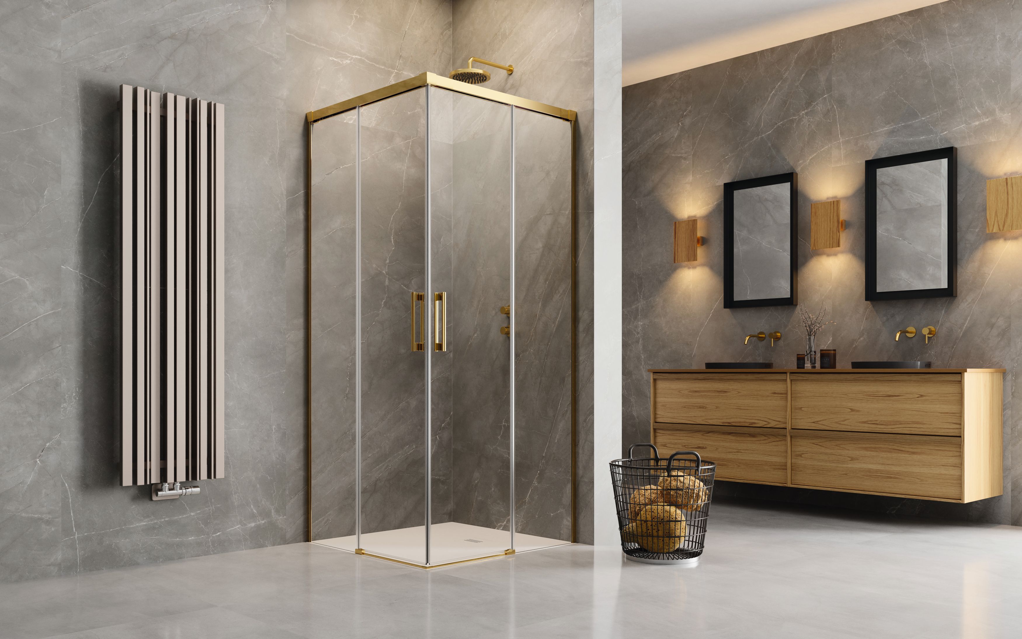 Idea Gold KDD szögletes arany zuhanykabin enteriőr