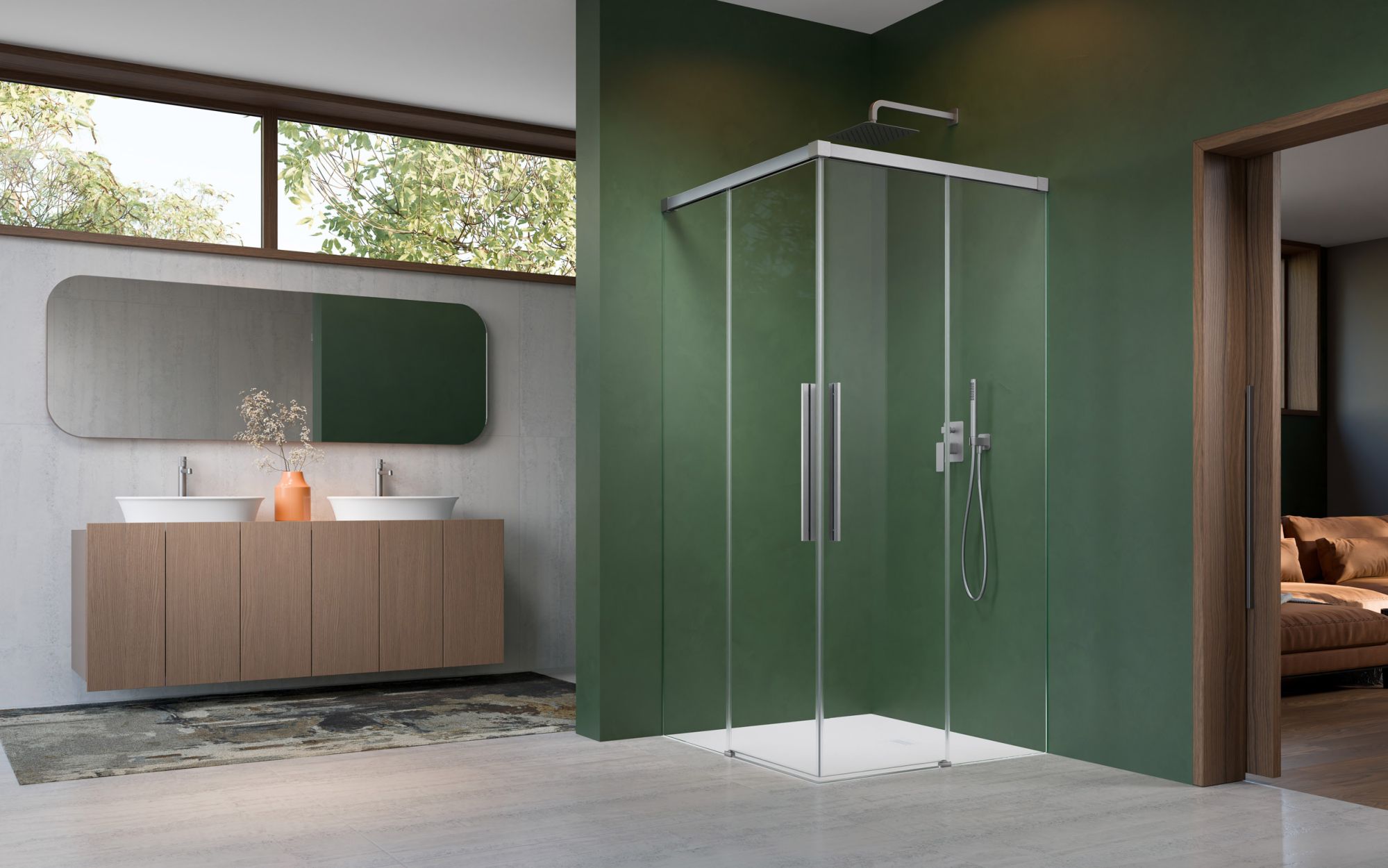 Idea 8 QL Brushed Nickel KDD szögletes szálcsiszolt króm zuhanykabin enteriőr