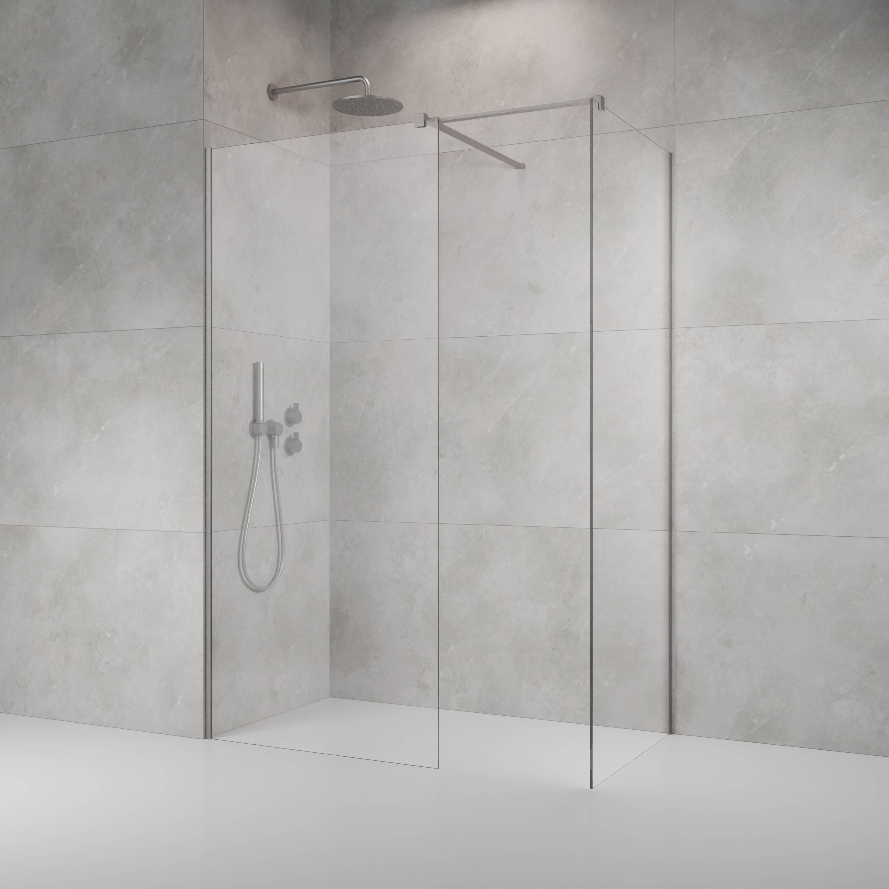 Modo New Brushed Nickel III szálcsiszolt króm walk-in zuhanyfal enteriőr