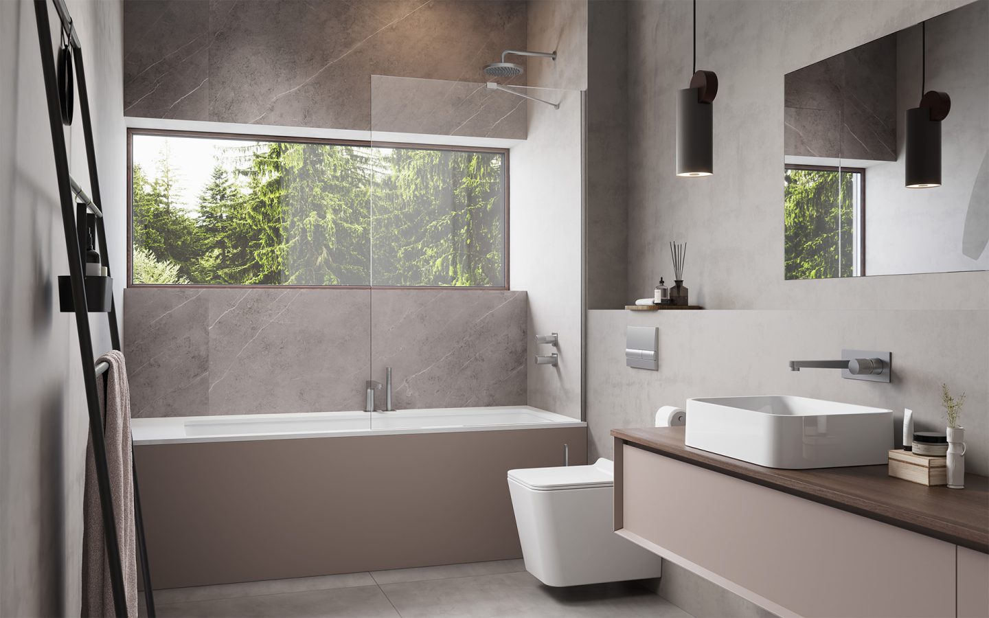 Modo New Brushed Nickel PNJ II szálcsiszolt króm kádparaván enteriőr