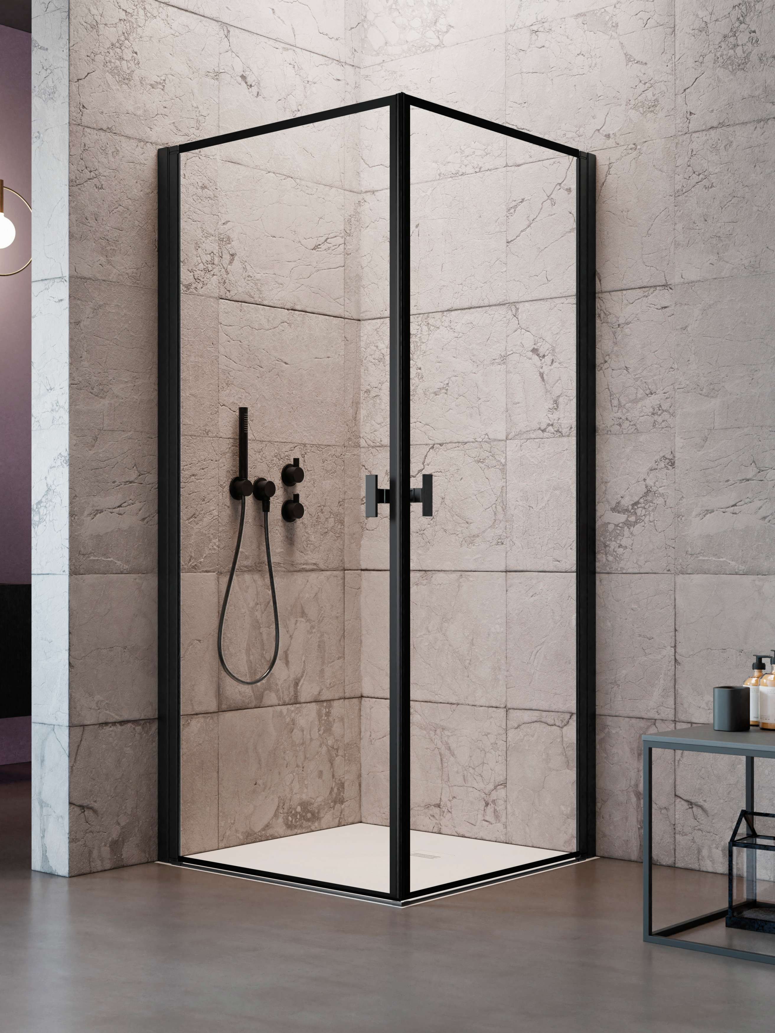 Nes Black KDD I Frame szögletes fekete zuhanykabin