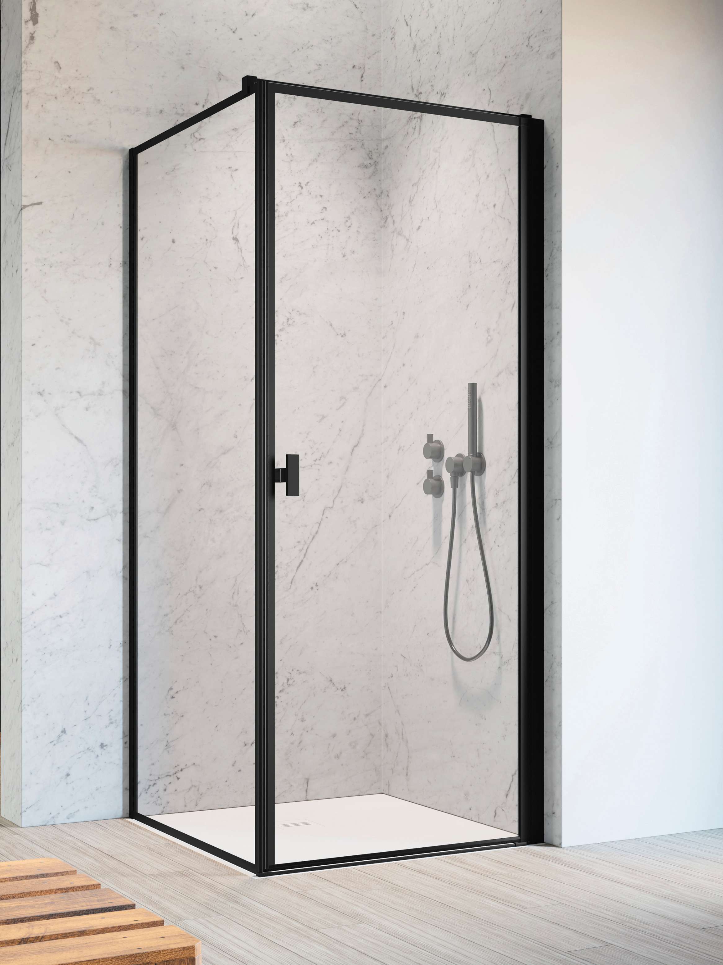 Nes Black KDJ I Frame szögletes fekete zuhanykabin