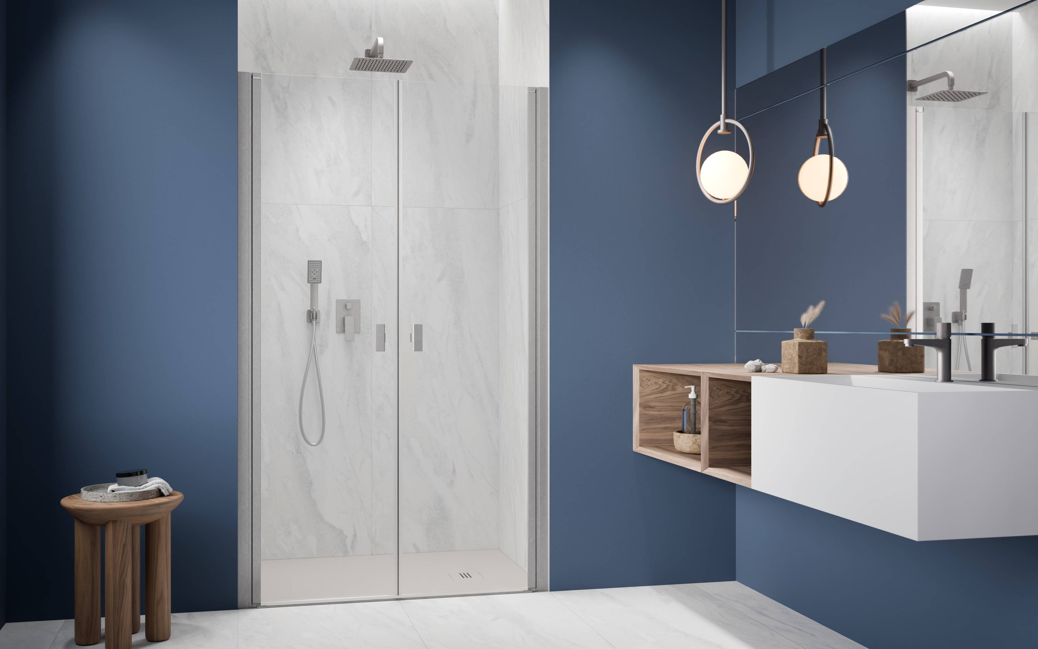 Nes Brushed Nickel DWD I szálcsiszolt króm zuhanyajtó enteriőr