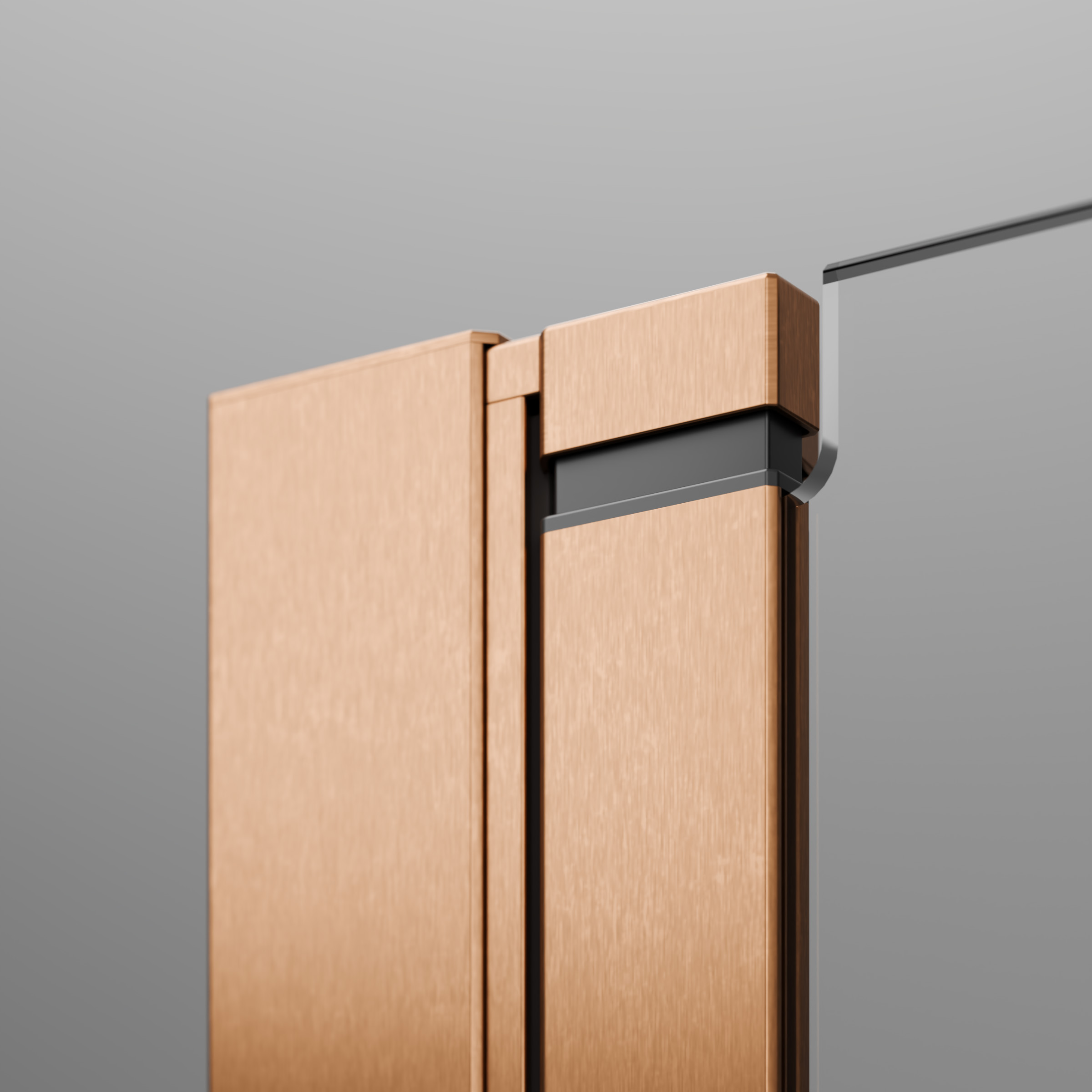 Nes Brushed Copper – Precíz vízzárást biztosító emelőmechanikás profil az üvegajtó teljes hosszában