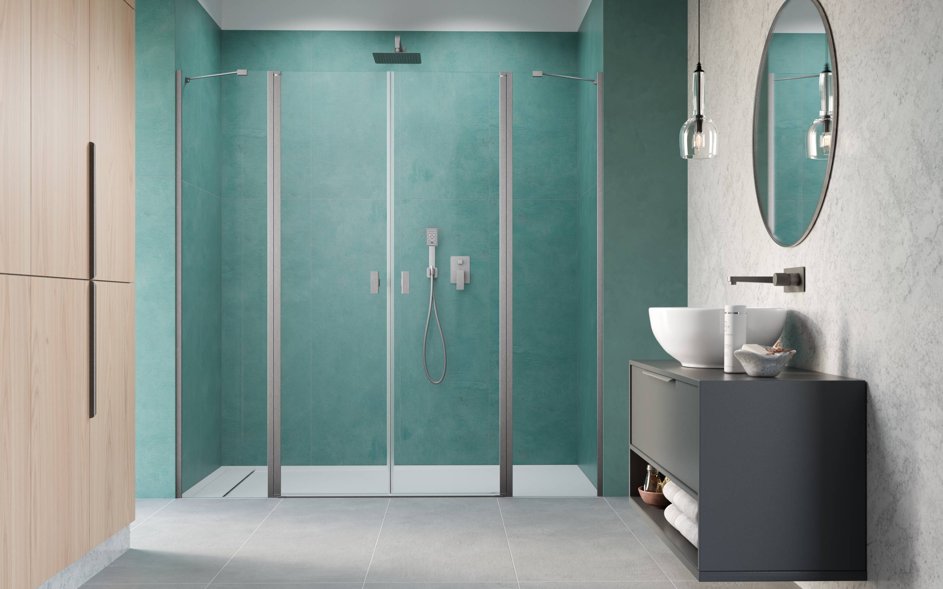Nes Brushed Nickel DWD II szálcsiszolt króm zuhanyajtó enteriőr