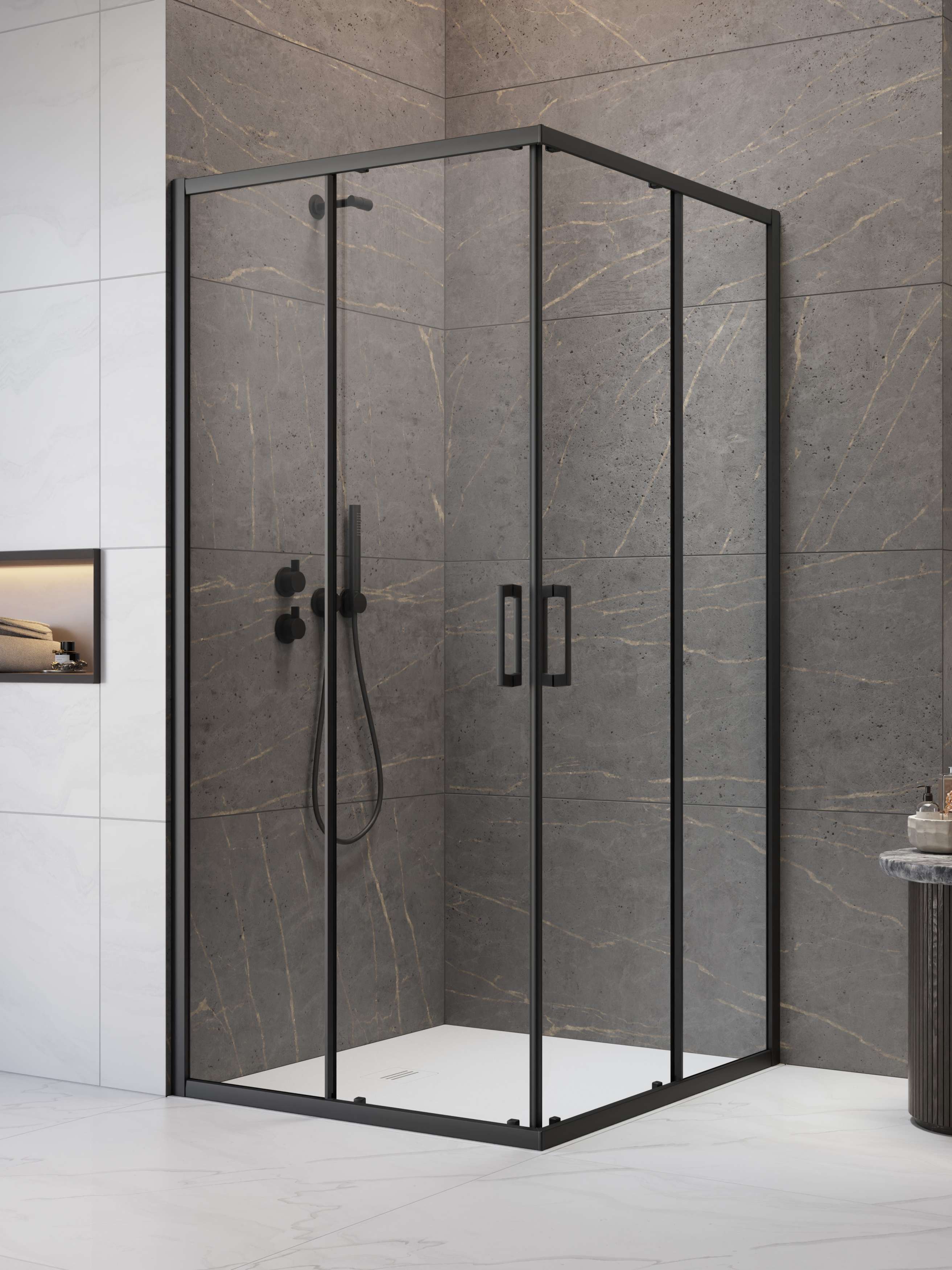 Premium Pro Black KDD szögletes fekete zuhanykabin