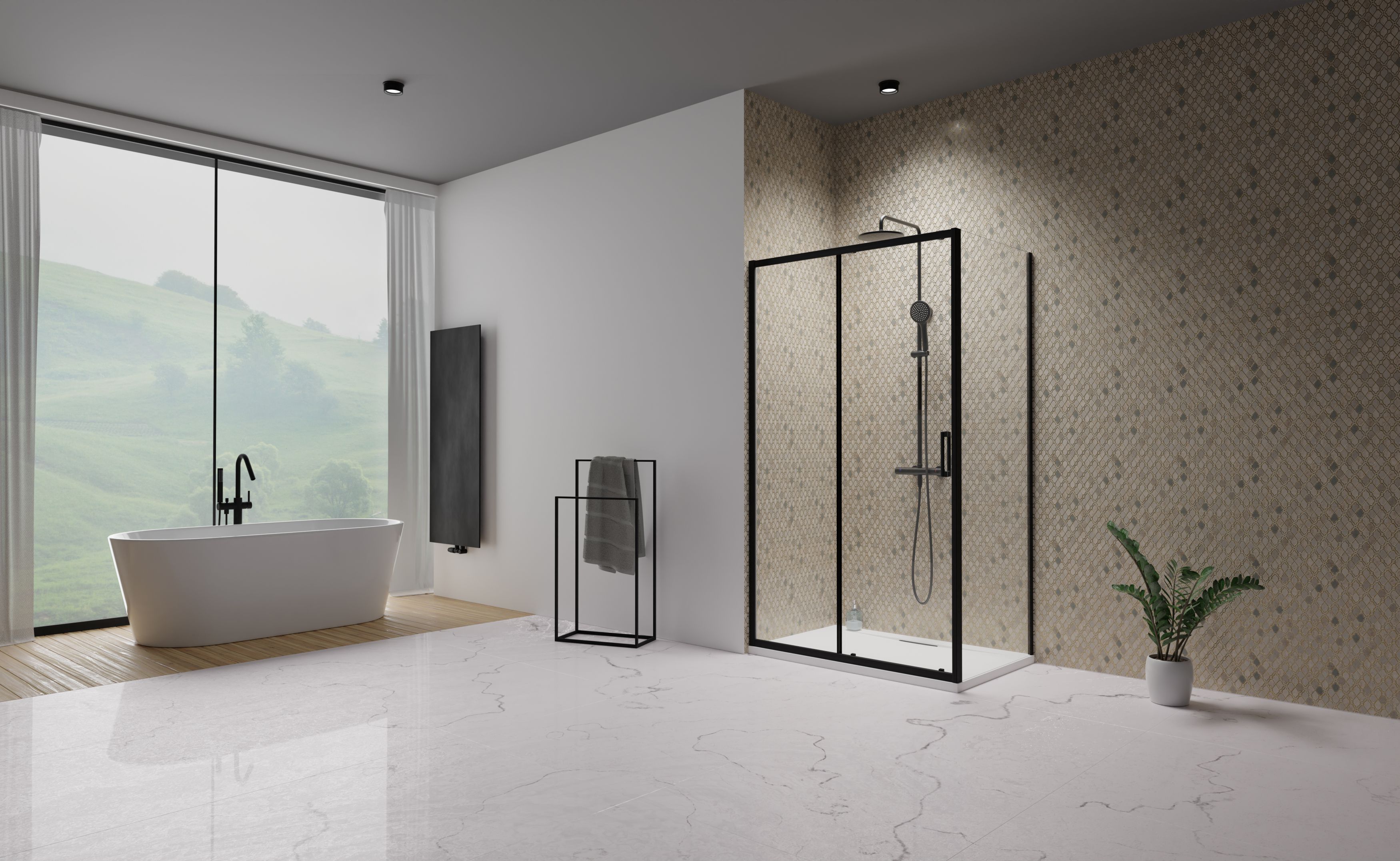 Premium Pro Black KDJ fekete szögletes zuhanykabin enteriőr