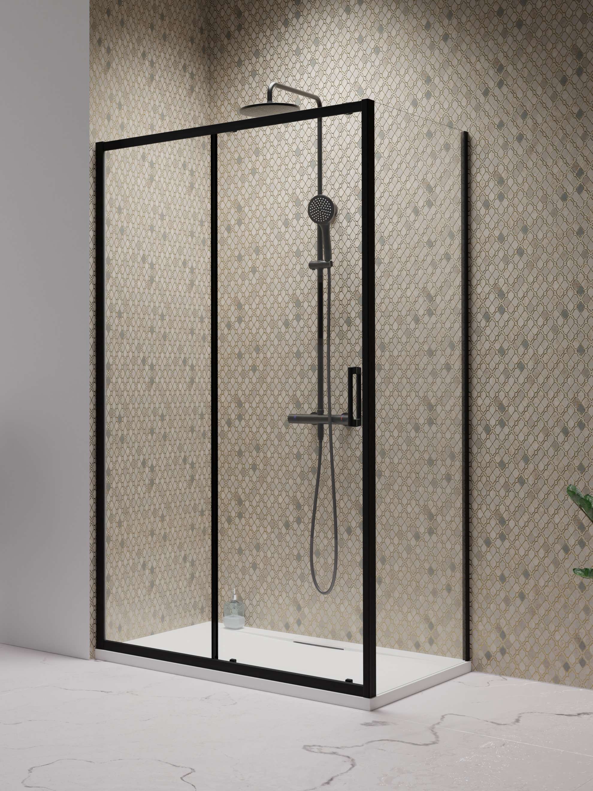 Premium Pro Black KDJ fekete szögletes zuhanykabin