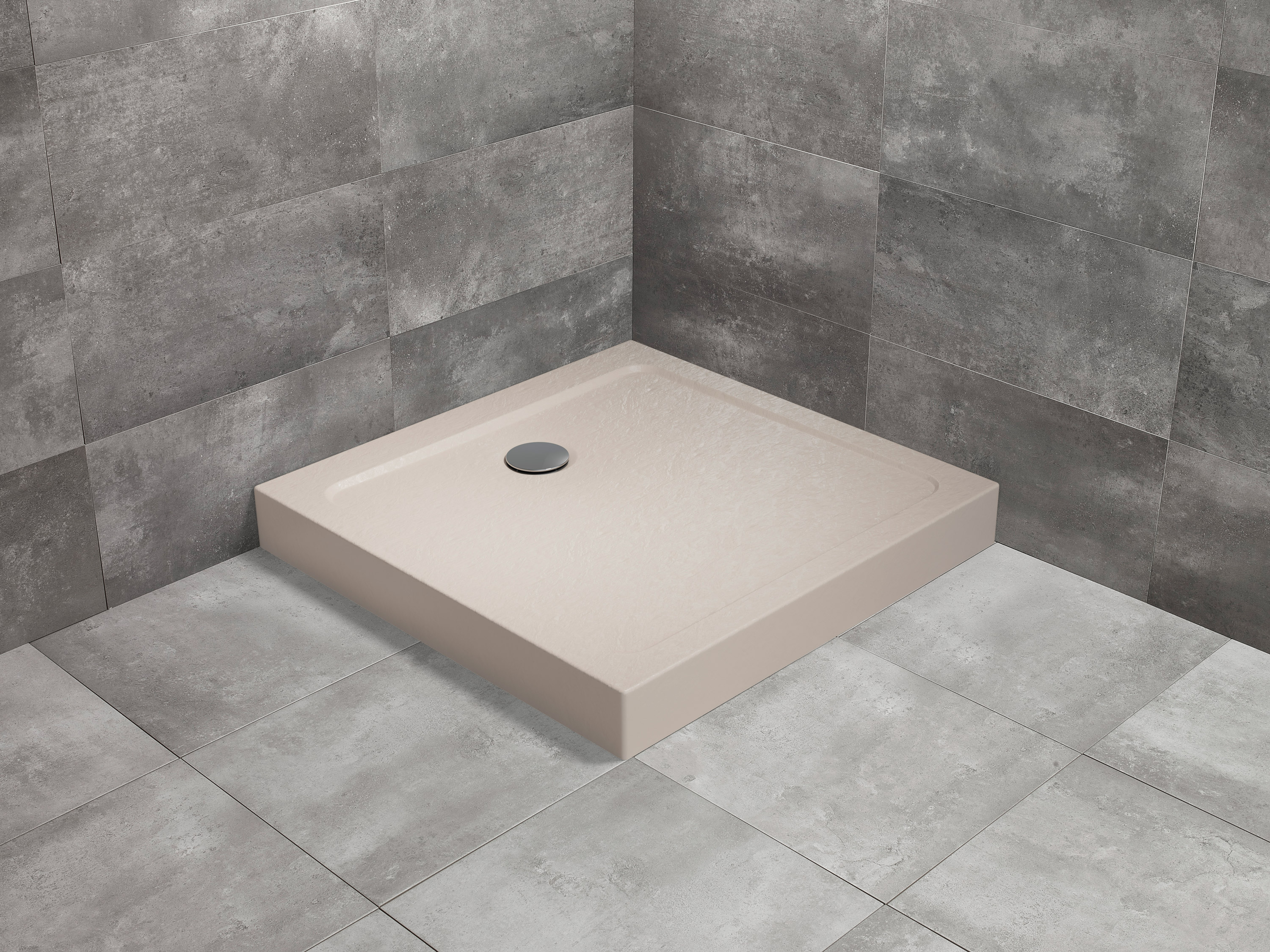 Doros Stone C szögletes zuhanytálca előlappal - beige