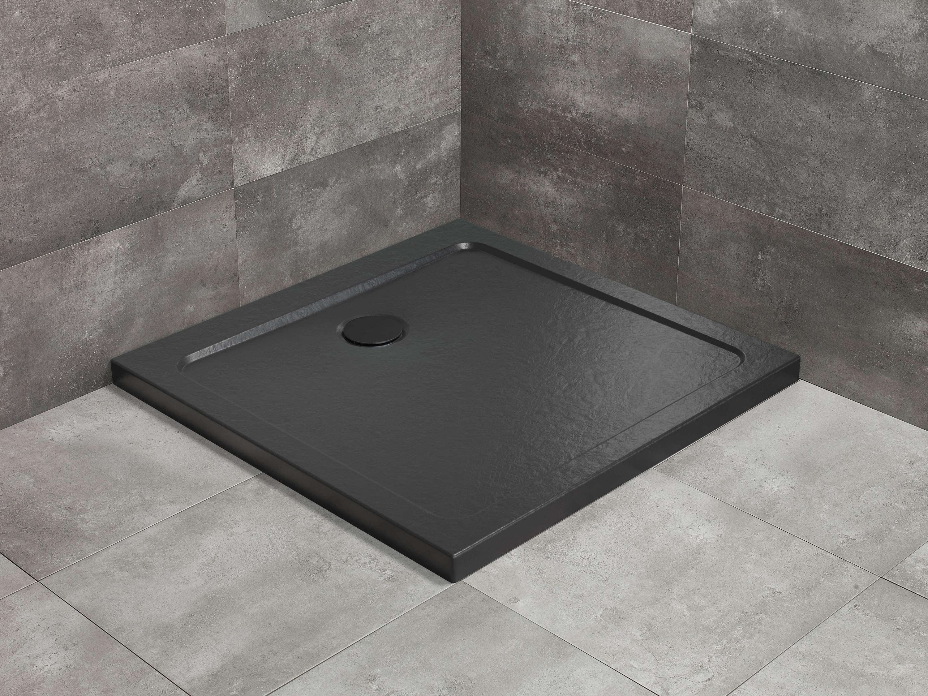 Doros Stone C szögletes zuhanytálca - fekete