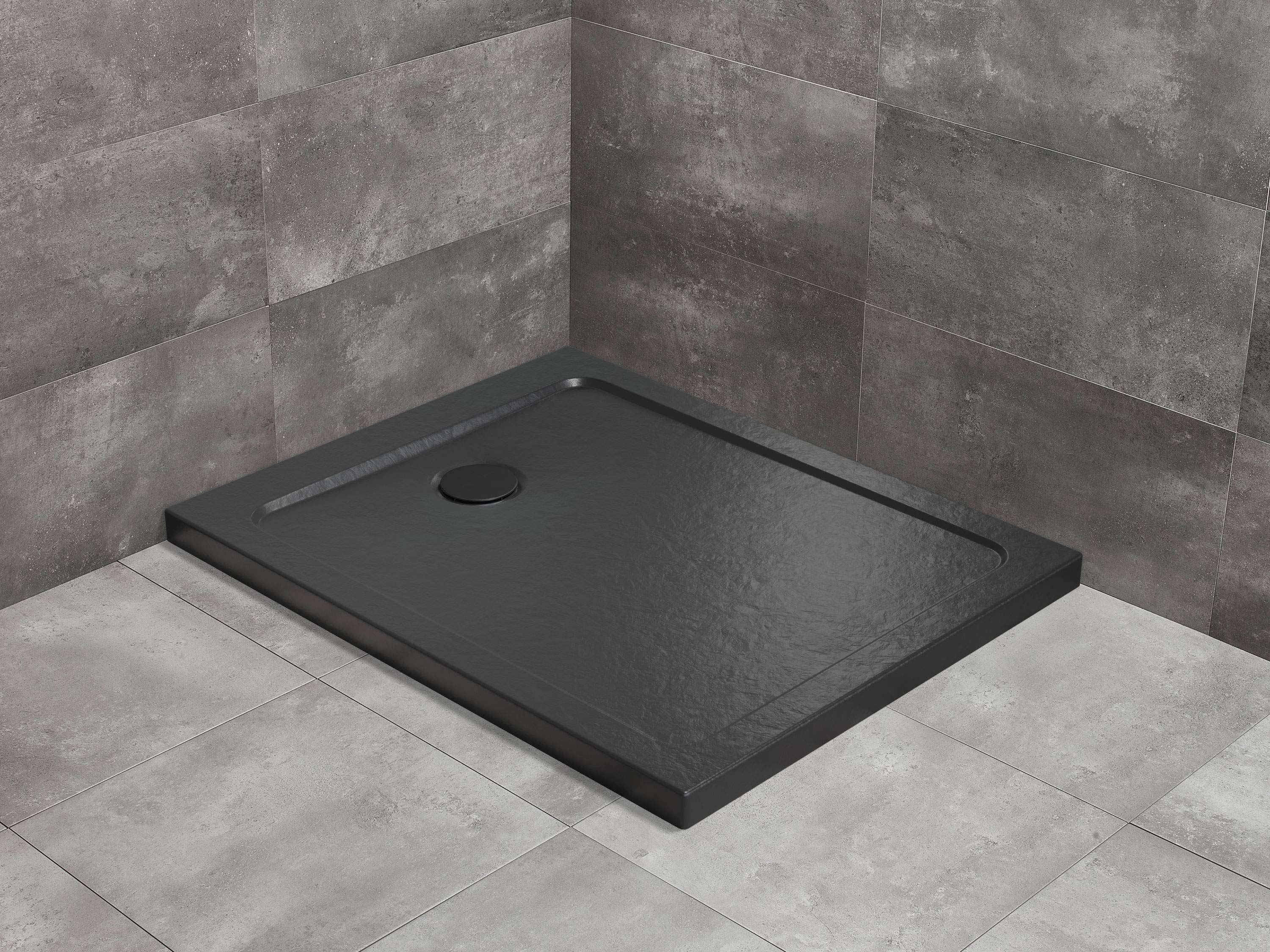 Doros Stone F szögletes zuhanytálca - fekete