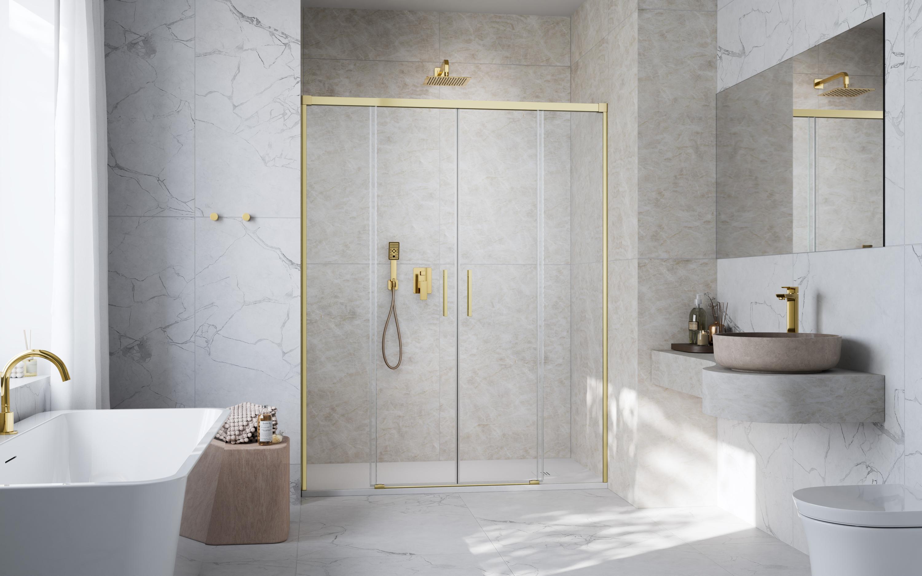 Idea Brushed Gold DWD szálcsiszolt arany zuhanyajtó enteriőr
