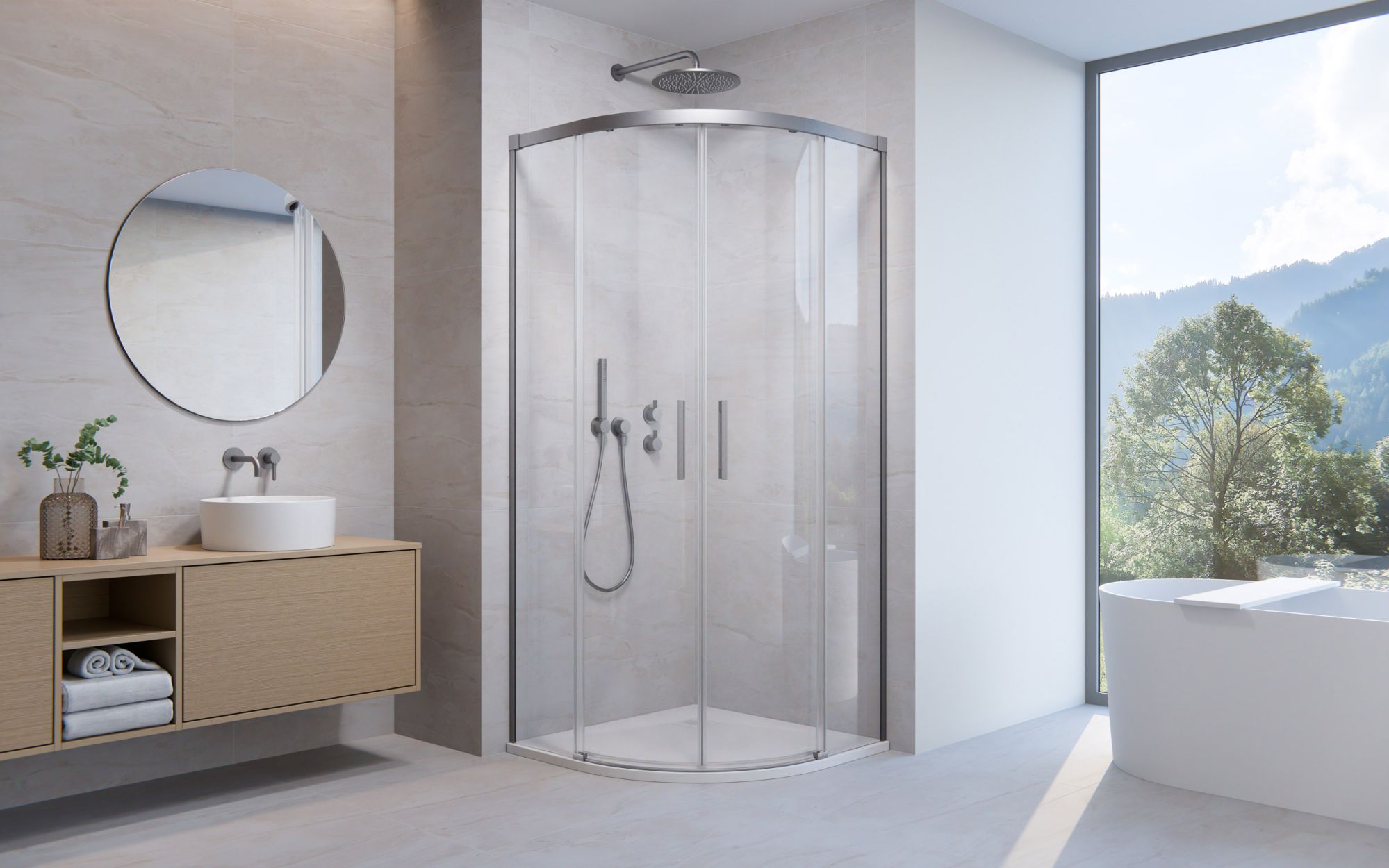 Idea Brushed Nickel PDD íves szálcsiszolt króm zuhanykabin enteriőr