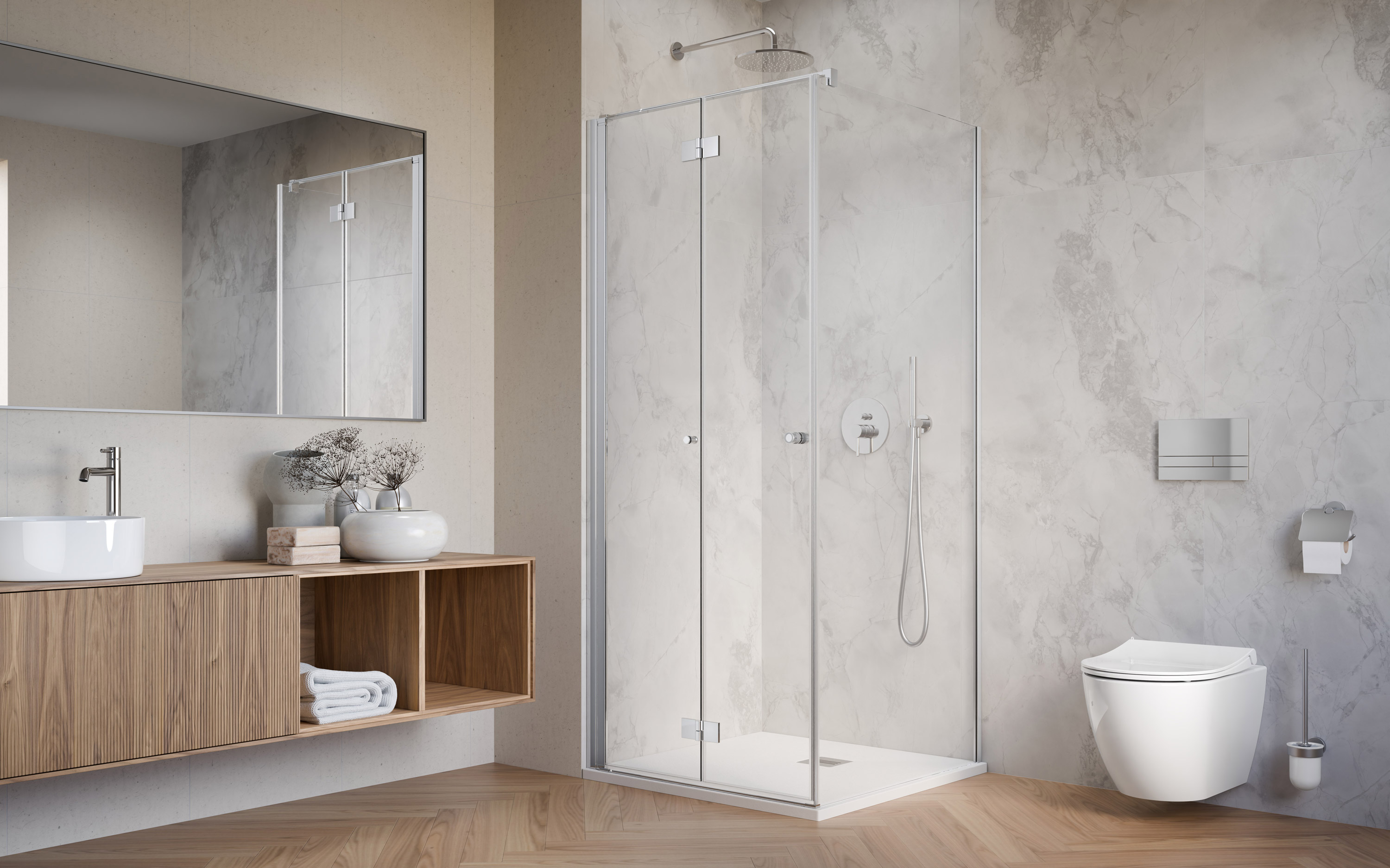 Nes KDJ-B szögletes zuhanykabin enteriőr (a képen balos zuhanykabin látható)