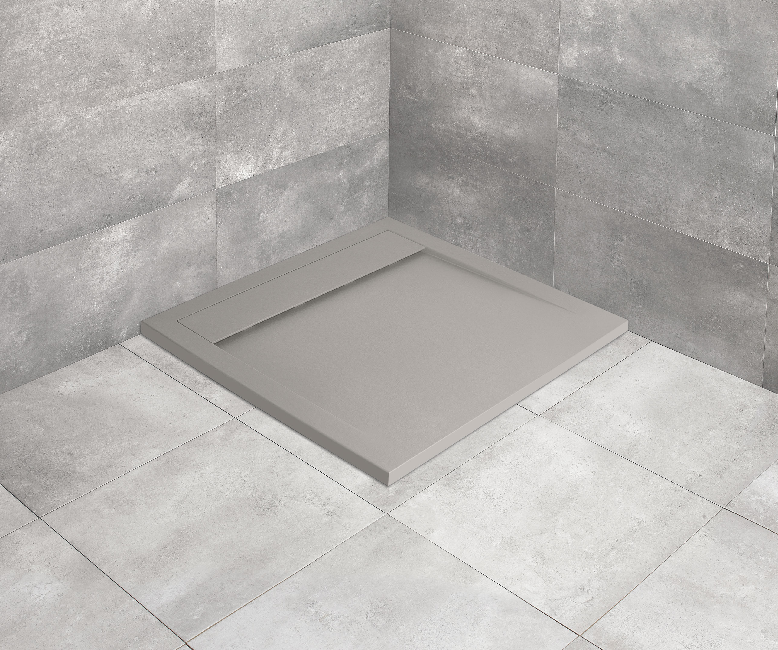 Teos C szögletes lapos zuhanytálca - cemento