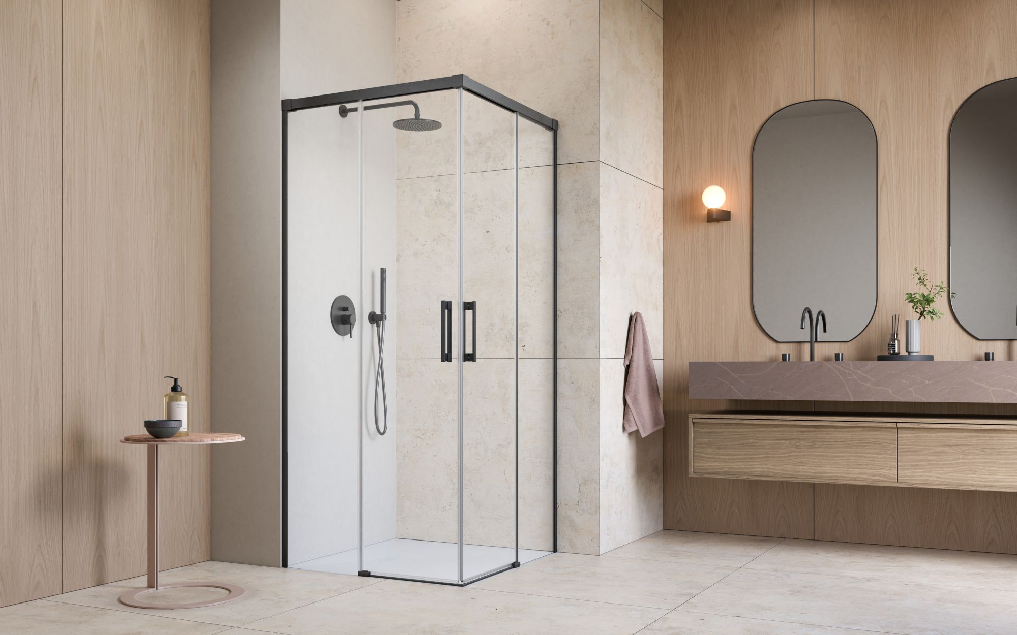 Idea Brushed GunMetal KDD szögletes szálcsiszolt fegyvermetál zuhanykabin enteriőr