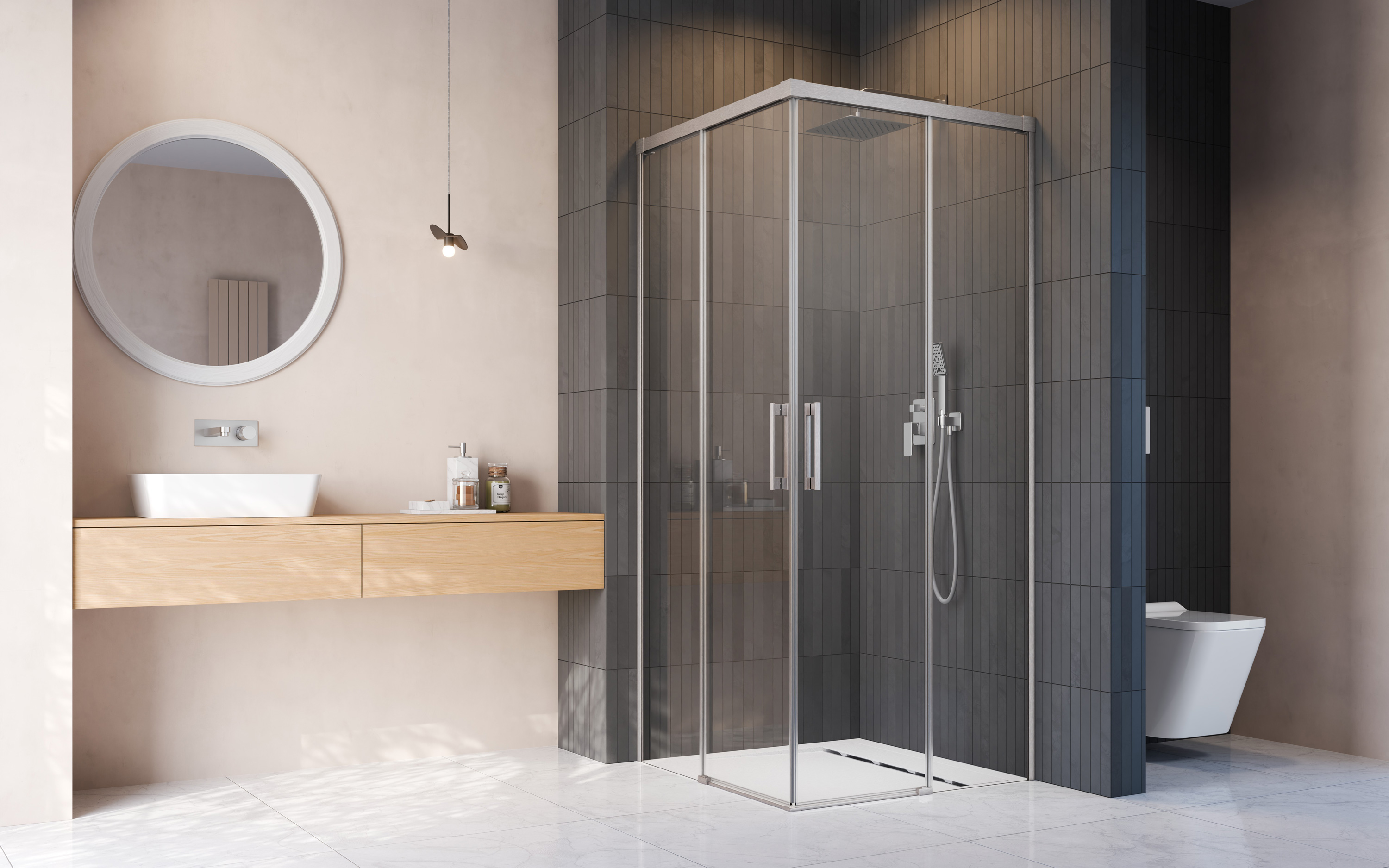 Idea Brushed Nickel KDD szögletes szálcsiszolt króm zuhanykabin enteriőr